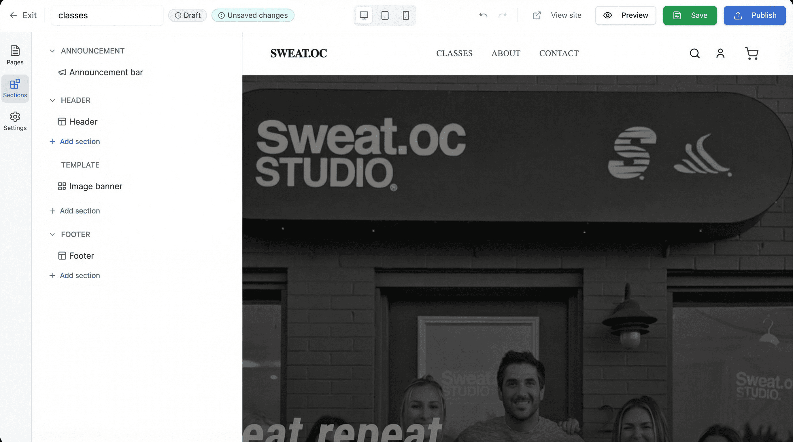 Your studio website built in